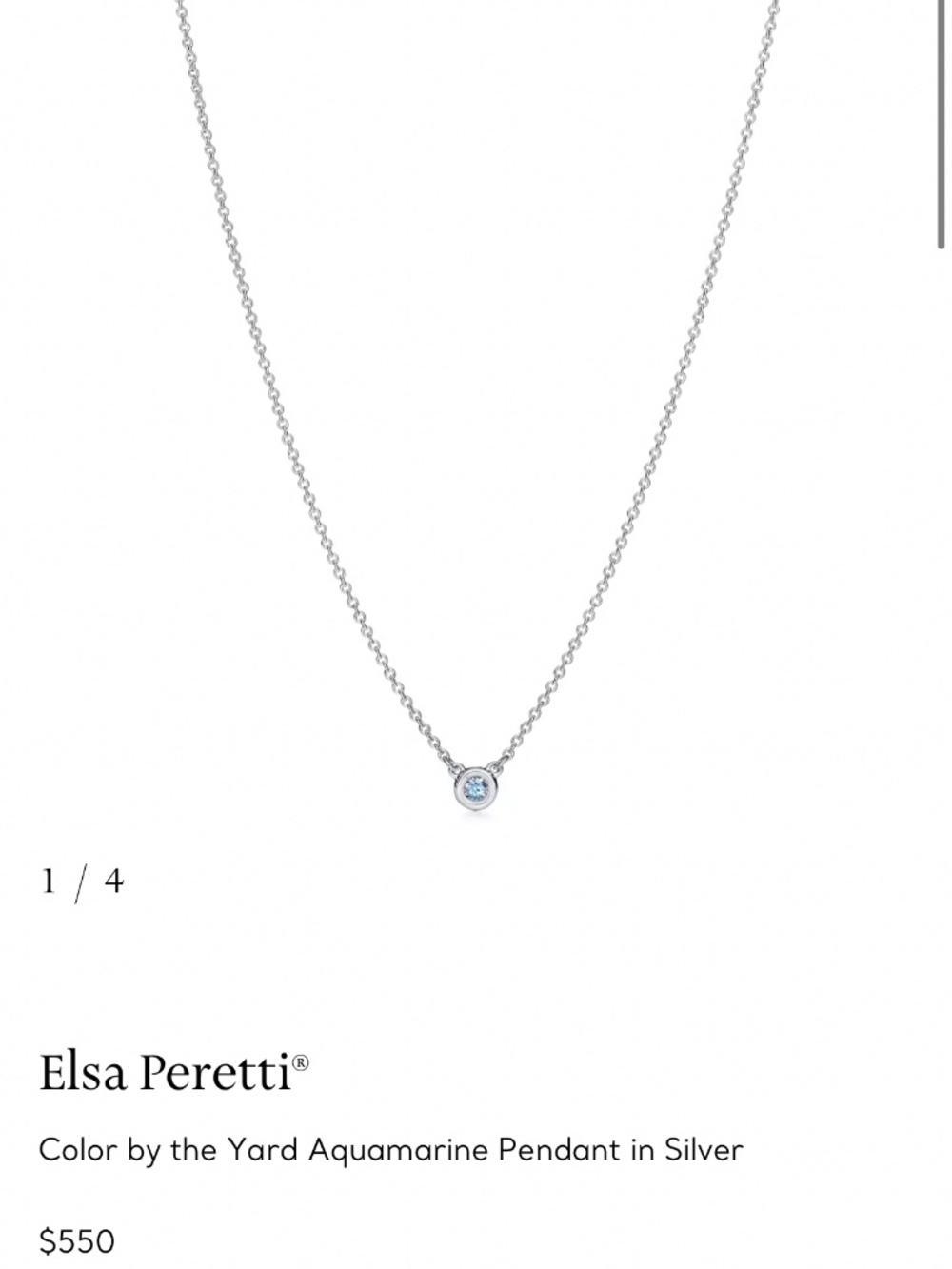 Tiffany and Co Aquamarine pendant with silver chain